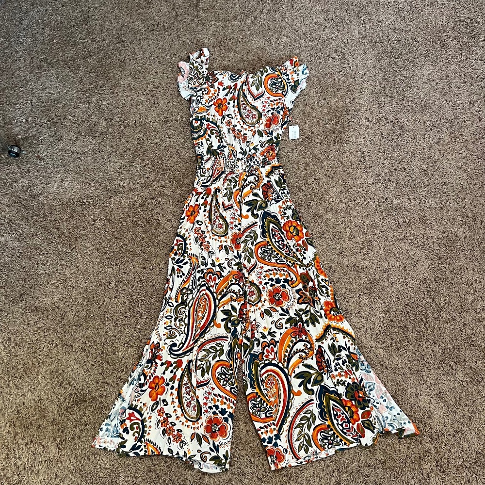 MSK Paisley Floral Wide-Leg Jumpsuit – Size L